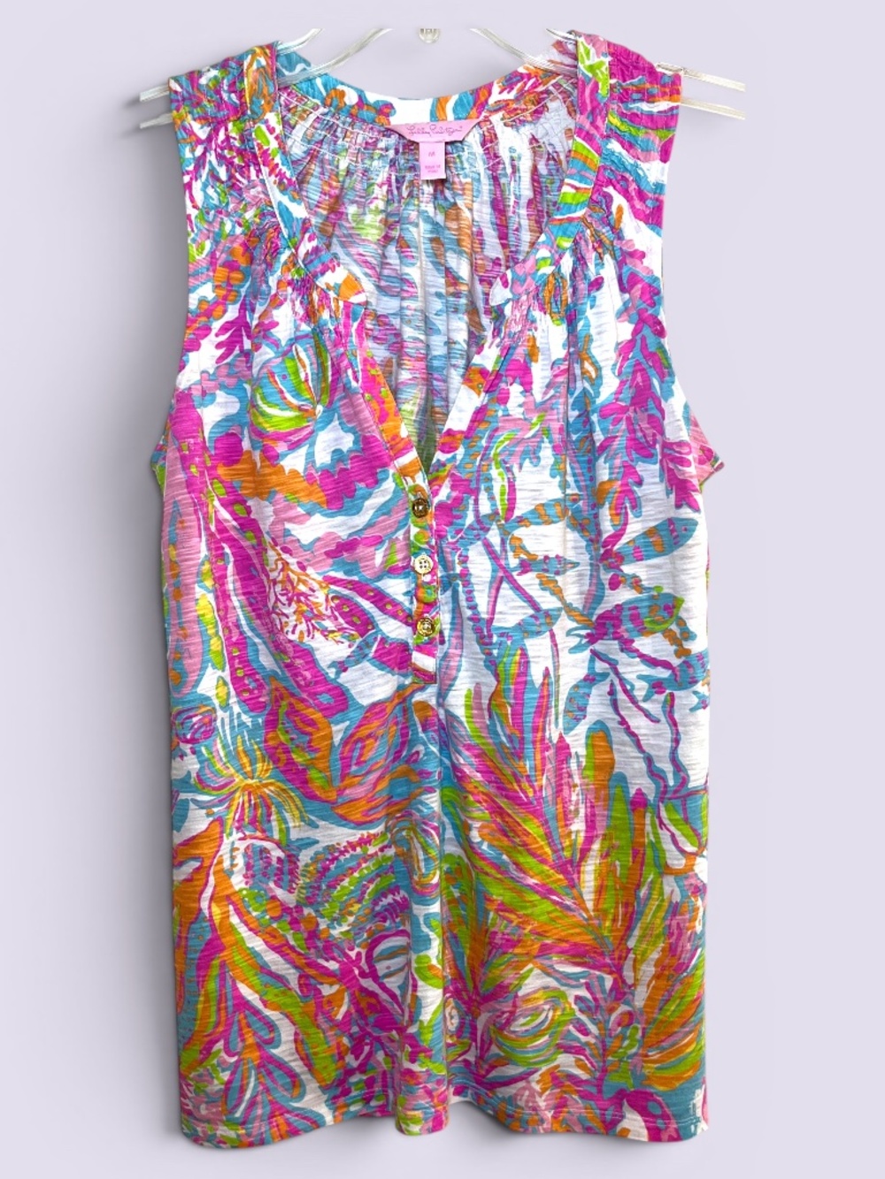 Lilly Pulitzer Scuba to Cuba Peruvian Cotton Sleeveless Blouse Size M